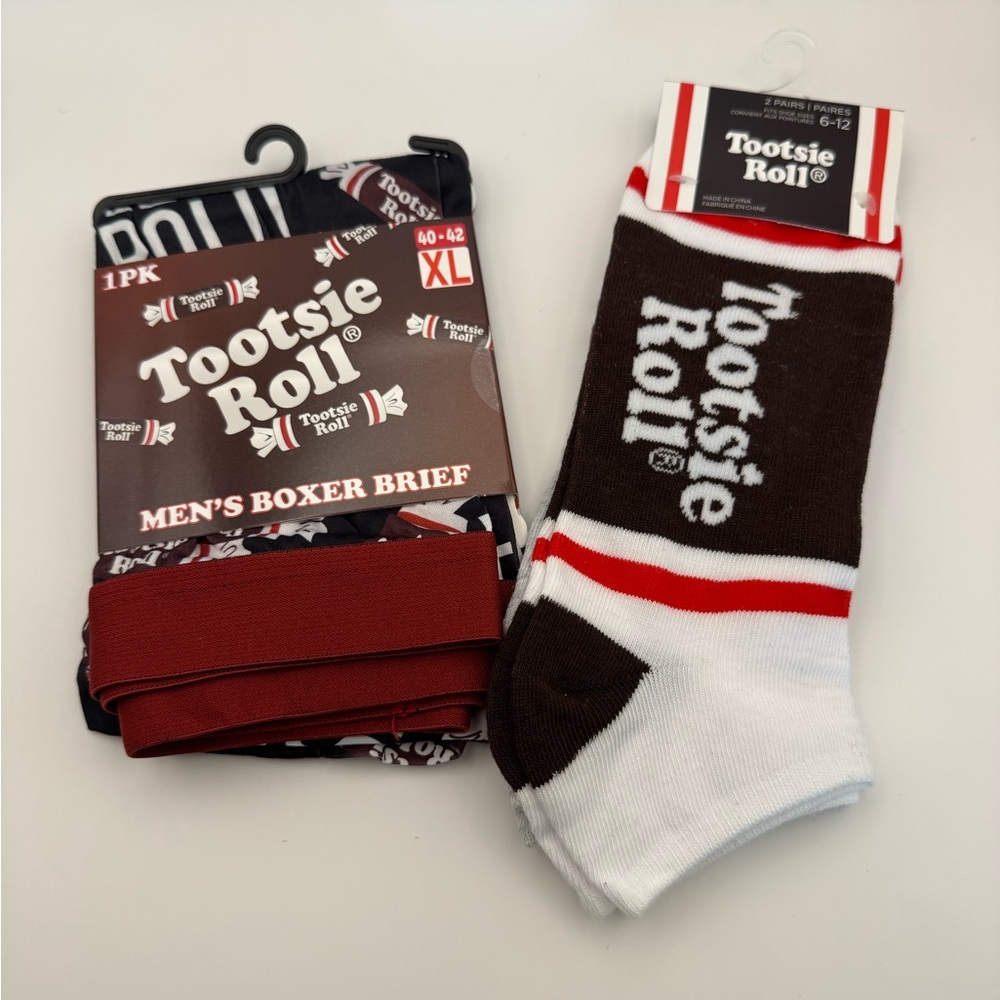 Men's Tootsie Roll Boxer Brief and Socks Set - Size XL